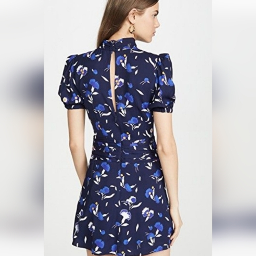 SELF PORTRAIT NAVY BOTANICAL PRINTED MINI DRESS;SIZE:US-4 - Picture 3 of 15